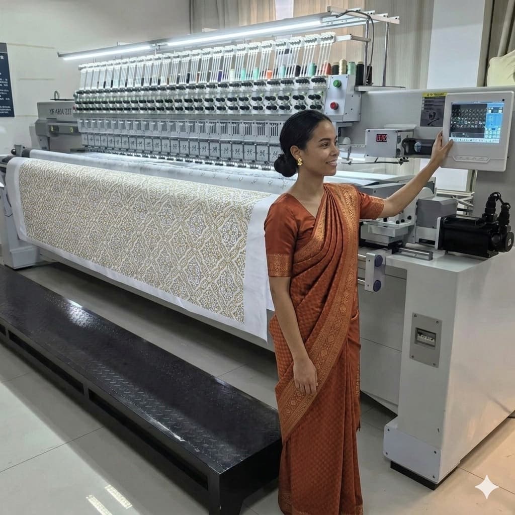 Craftsmanship at our embroidery unit – intricate work and quality